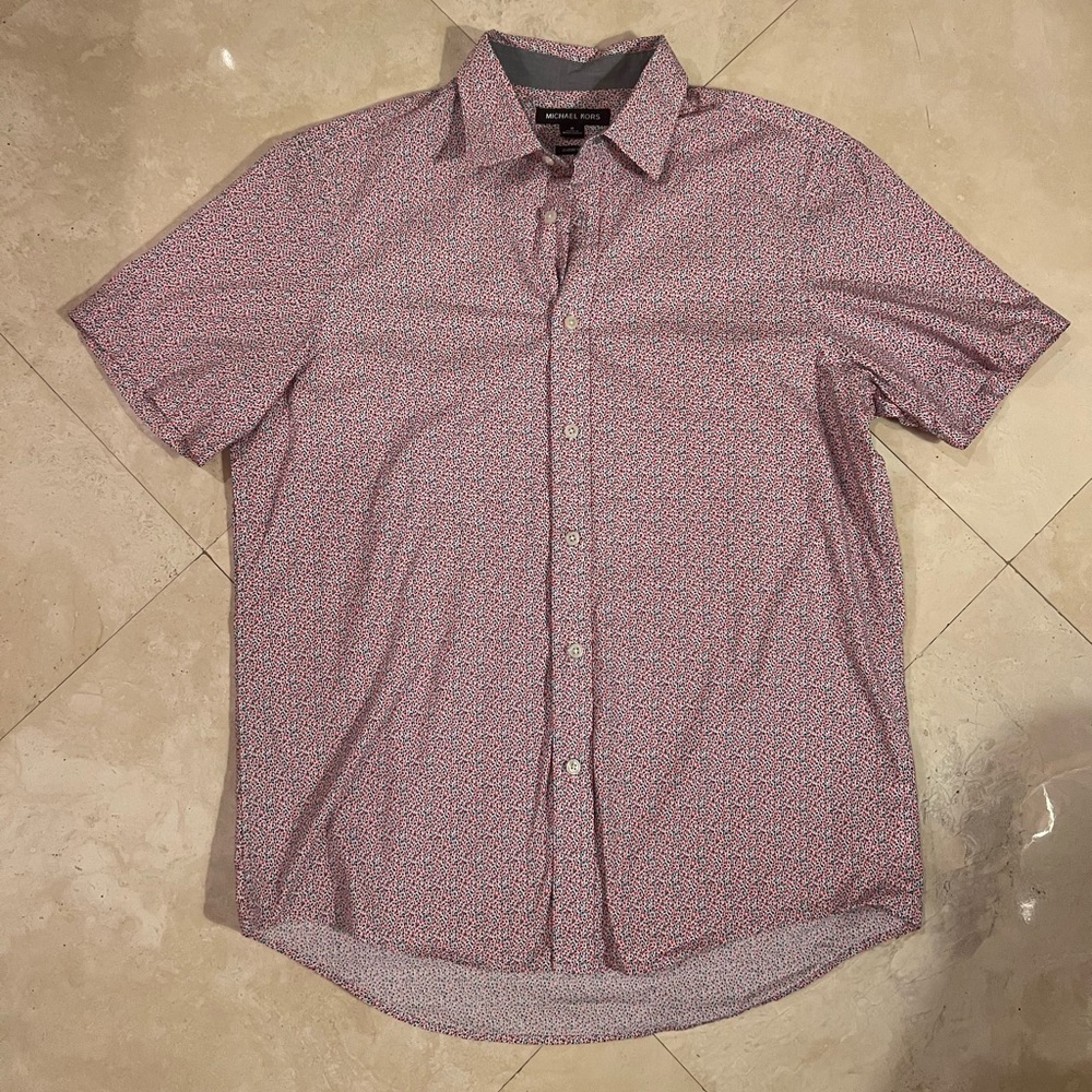 Michael Kors Men's Red Patterned Shirt